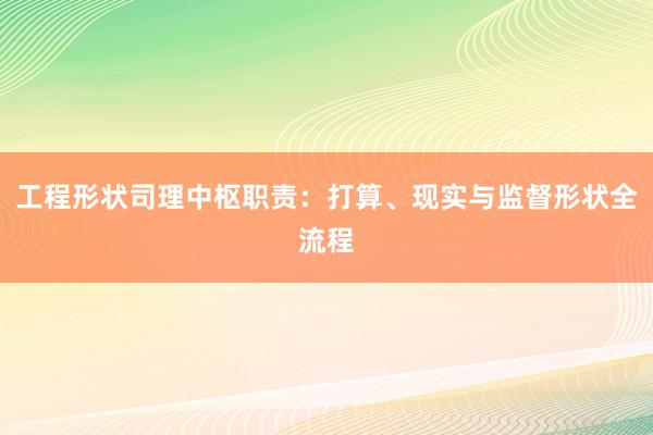 工程形状司理中枢职责：打算、现实与监督形状全流程